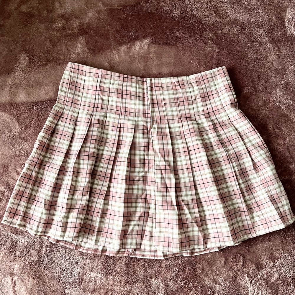High Waisted Plaid Pleated Mini Skirt